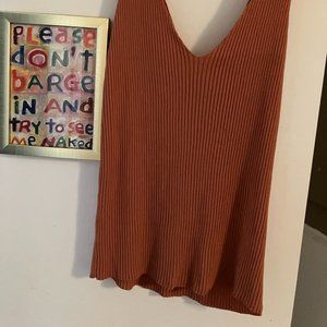 Sweet rain ribbed tank top, burnt orange, size medium